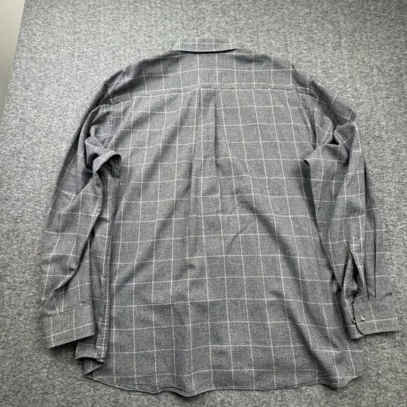 Viyella Wool Cotton Blend Flannel Sport Shirt Men 2XL XXL Plaid Check Gray Black - Picture 10 of 16